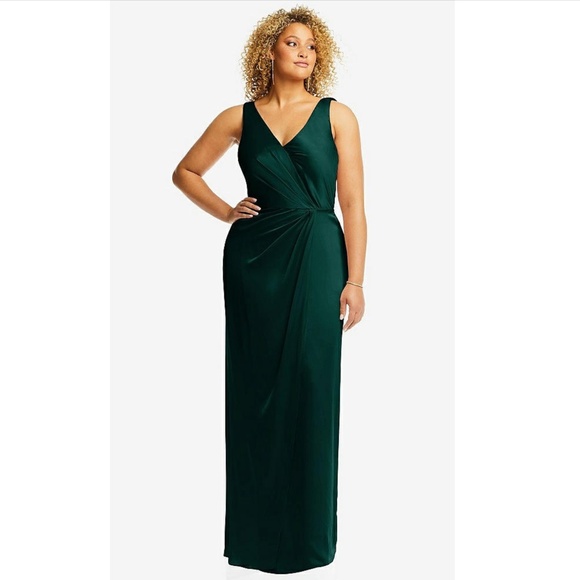 After Six: Sleeveless Satin Faux Wrap Gown (NWT) - Picture 4 of 8
